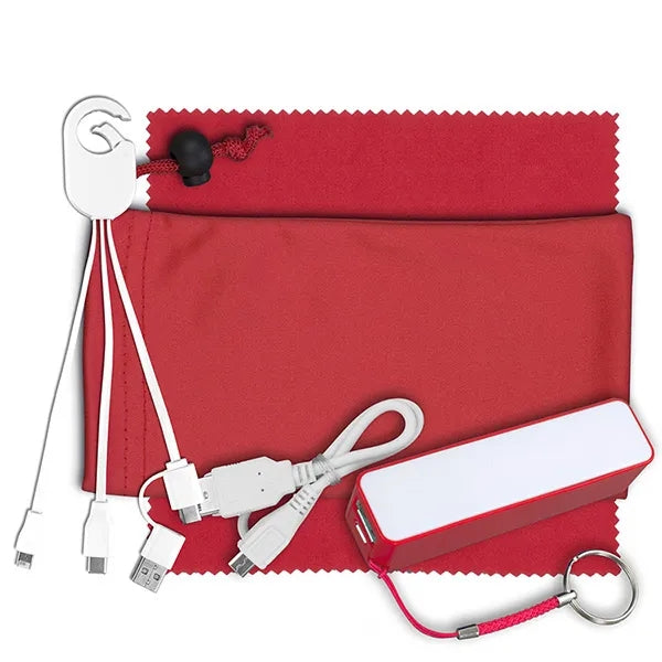 Mobile Tech Power Bank Accessory Kit w/ Cloth in Cinch Pouch