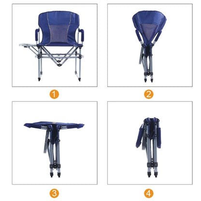 Heavy Duty Compact Camping Folding Mesh Chair with Side Tabl