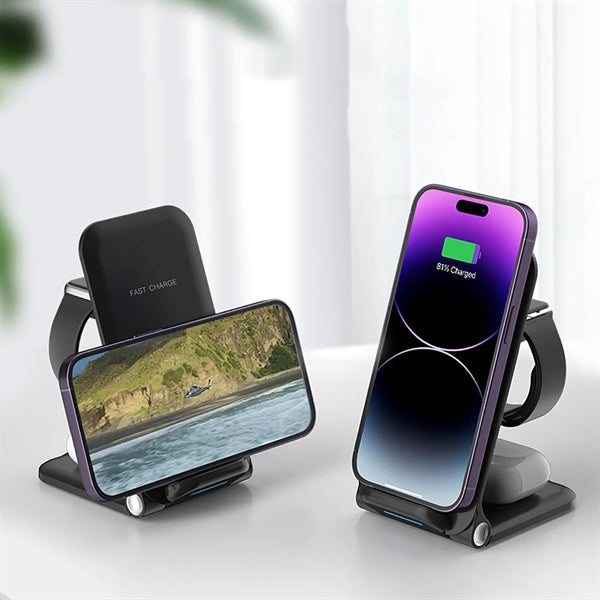 Foldable 3 In 1 Wireless Charger Charging Station