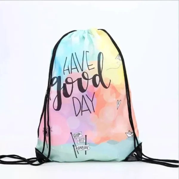210D Sublimated Drawstring Bag w/ Reinforced Edge 14" x 17"