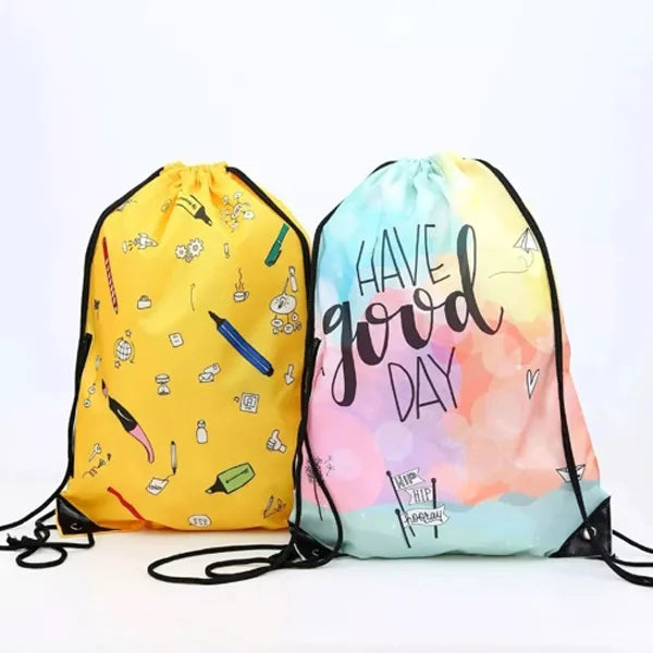 210D Sublimated Drawstring Bag w/ Reinforced Edge 14" x 17"