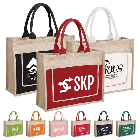 Jute Beach Tote Bag ( 7.87 ''Lx 6 ''W x 12.6 ''H )