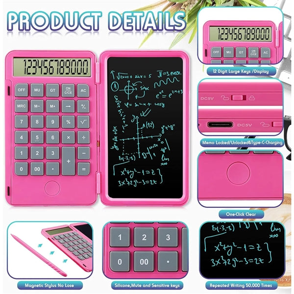 Calculator With Writing Tablet Foldable