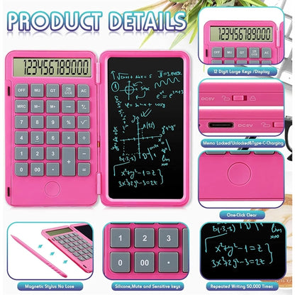 Calculator With Writing Tablet Foldable