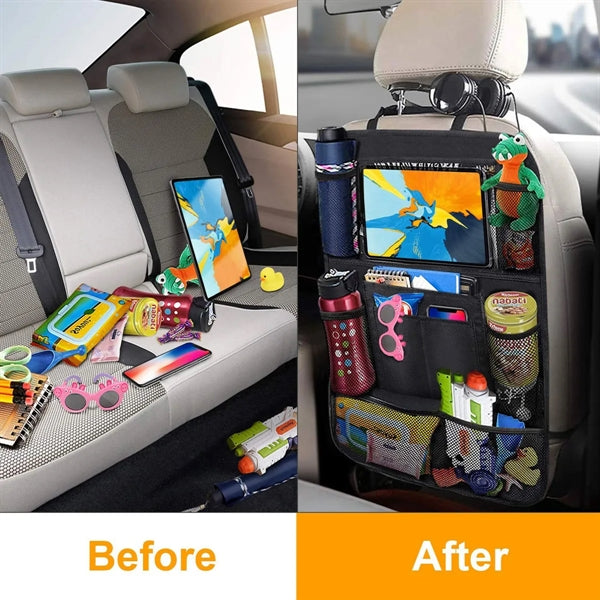 Backseat Car Storage Bag With Touch Screen Tablet Holder