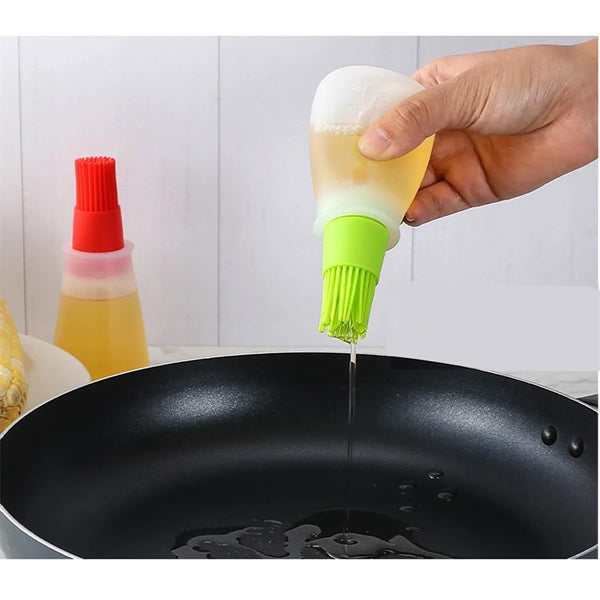 Portable Cooking BBQ Silicone Oil Bottle With Brush