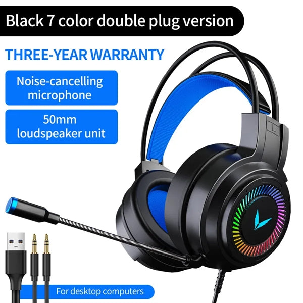 USB Luminous Wired Headset with Microphone