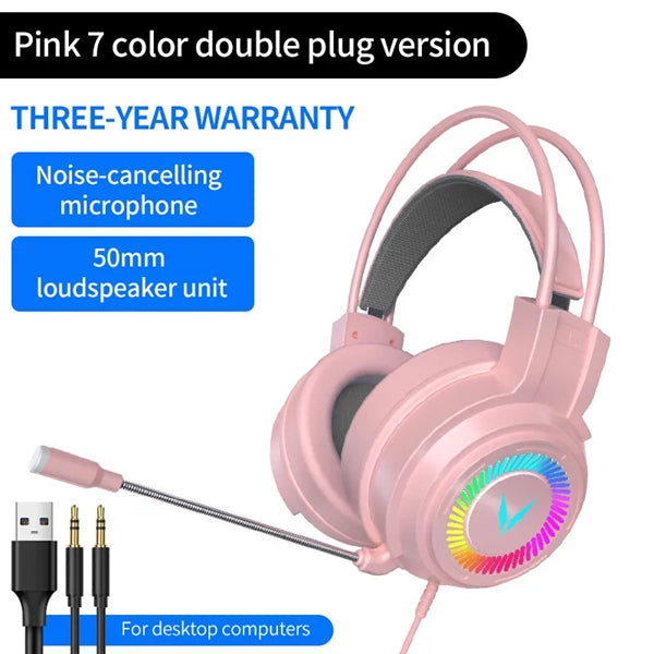 USB Luminous Wired Headset with Microphone