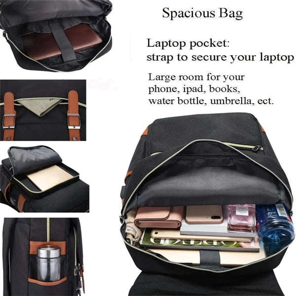 Vintage Laptop Backpack College School Bag Bookbags