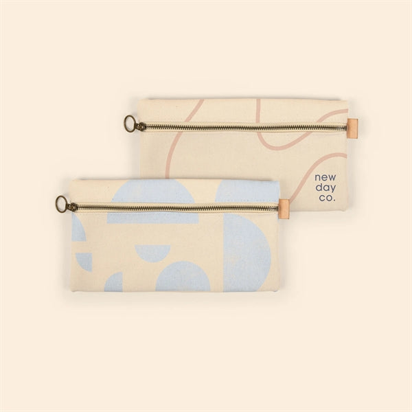 ZIP FRONT POUCHES - HEAVYWEIGHT CANVAS WITH LEATHER - LARGE