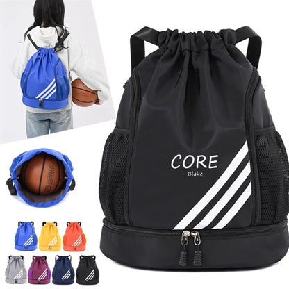 Swim Gym Sport Draw String Bag with Shoes Compartment