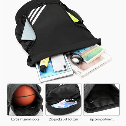 Swim Gym Sport Draw String Bag with Shoes Compartment