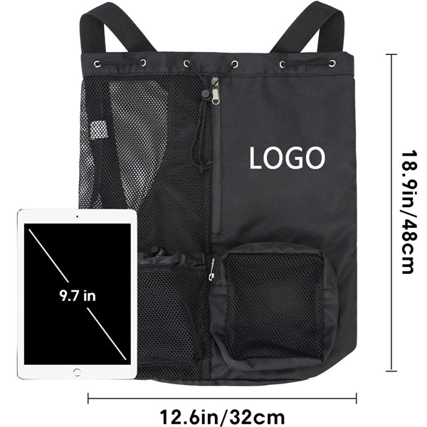 Swim Bag Mesh Drawstring Backpack with Wet Pocket