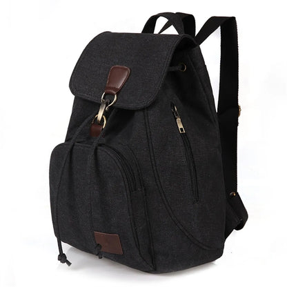 Flap Drawstring Canvas Backpack Small Vintage Rucksack