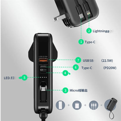 Portable Charger With Us Plug 3 Inbuilt Cables