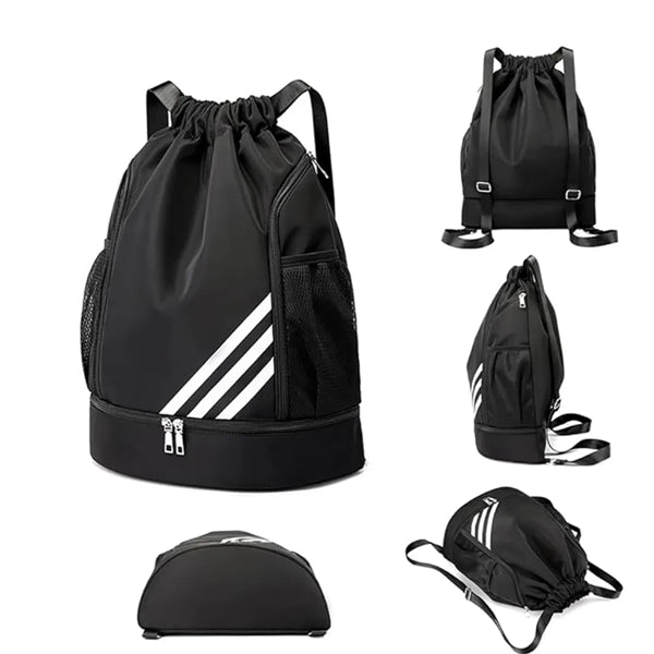 Drawstring Gym Backpack With Shoes Compartment
