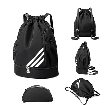 Drawstring Gym Backpack With Shoes Compartment