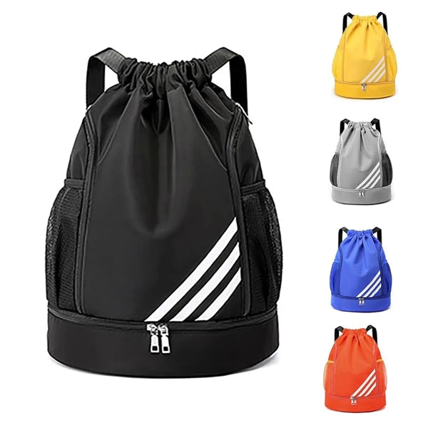 Drawstring Gym Backpack With Shoes Compartment