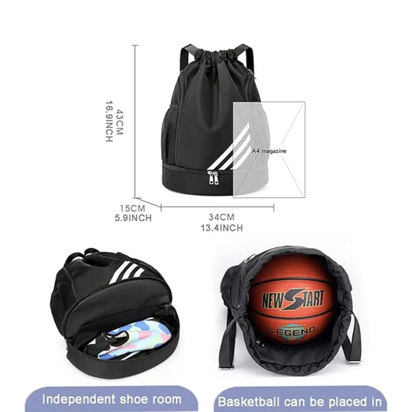 Drawstring Gym Backpack With Shoes Compartment