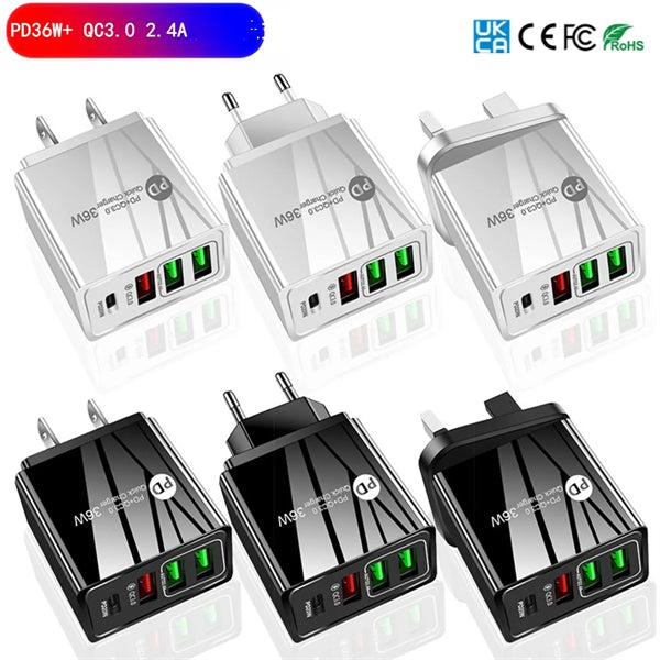 Portable 3USB+PD Wall Charger