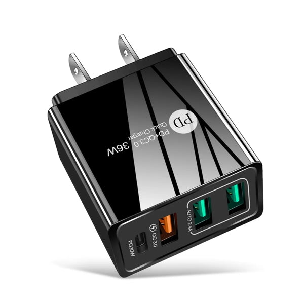 Portable 3USB+PD Wall Charger