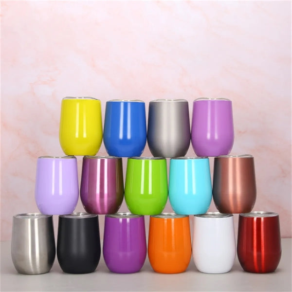 Stainless Steel Wine Tumbler with Lid 12Oz
