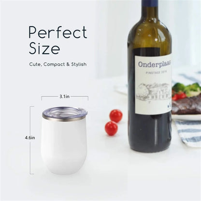 Stainless Steel Wine Tumbler with Lid 12Oz