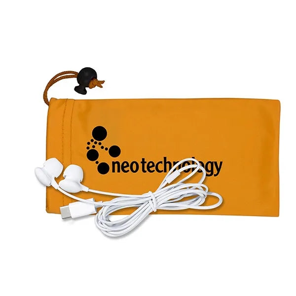 Tuneboom Mobile Tech Earbud Kit in Microfiber Cinch Pouch