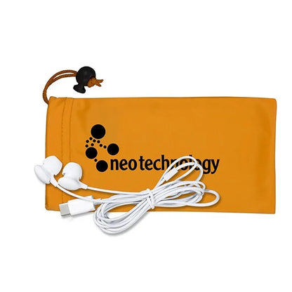 Tuneboom Mobile Tech Earbud Kit in Microfiber Cinch Pouch