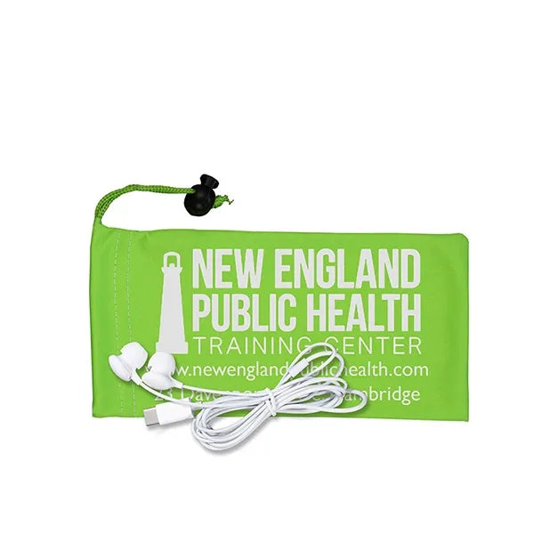 Tuneboom Mobile Tech Earbud Kit in Microfiber Cinch Pouch