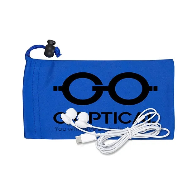 Tuneboom Mobile Tech Earbud Kit in Microfiber Cinch Pouch
