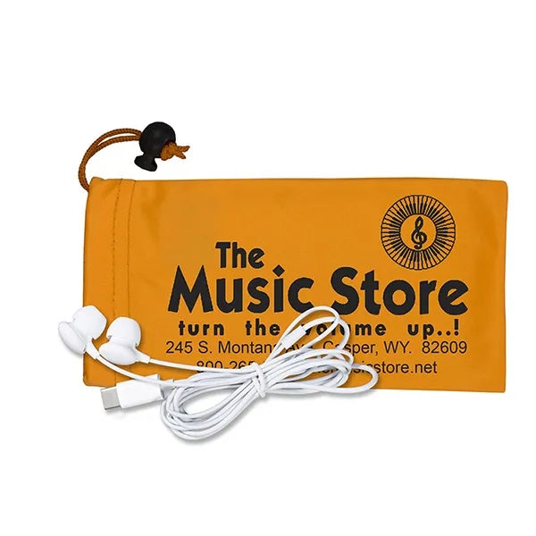 Tuneboom Mobile Tech Earbud Kit in Microfiber Cinch Pouch