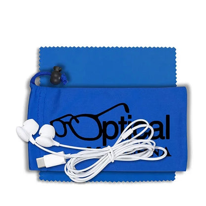 Mobile Tech Earbud Kit with Microfiber Cloth in Cinch Pouch