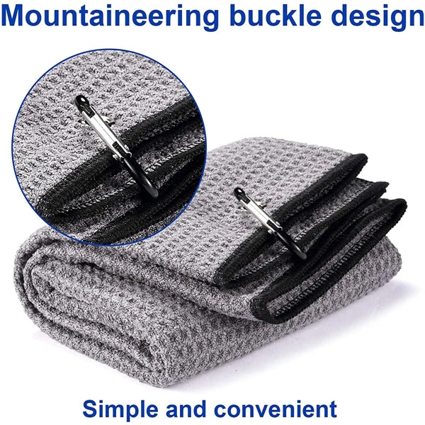 Waffle Pattern Tri-Fold Golf Towel With Clip