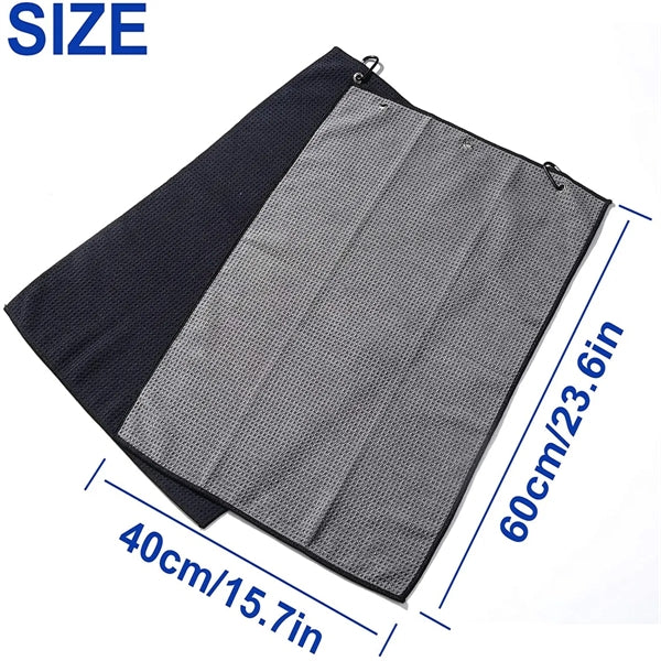 Waffle Pattern Tri-Fold Golf Towel With Clip