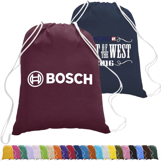 100% Cotton Canvas Budget-Friendly Drawstring Backpack