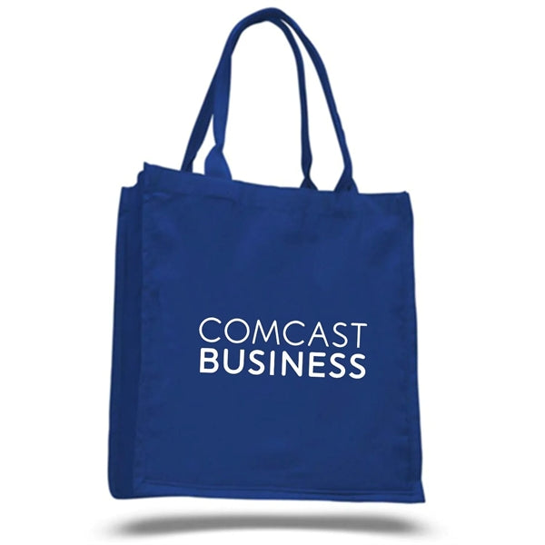 100% Cotton Canvas Fancy Web Handle Tote Bag w/Bottom Gusset