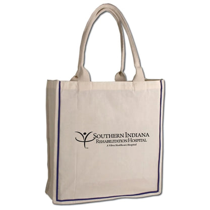 Color Stripe Fancy Web Handle Tote Bag W/ Bottom Gusset