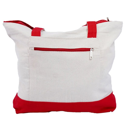 12 Oz. Cotton Canvas Zipper Shopping Tote Bag