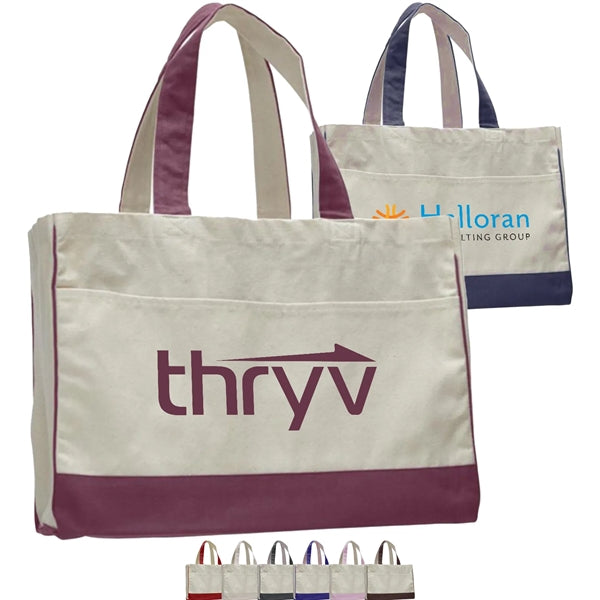 12 Oz. Cotton Canvas Tote Bag With Zipper Pocket