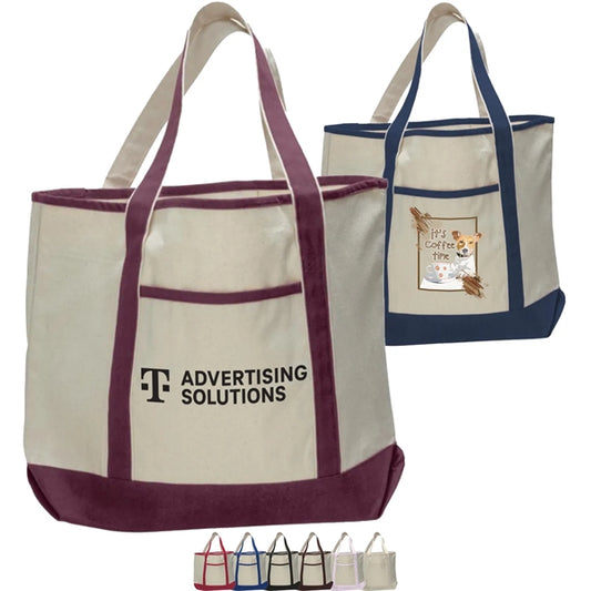 12 Oz. Large Cotton Canvas Zipper Deluxe Tote Bag