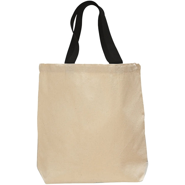 12 Oz. Cotton Canvas Color Handle Tote Bag w/ Bottom Gusset
