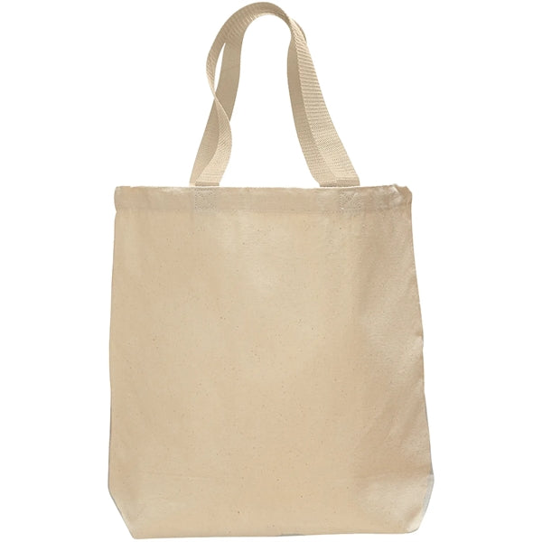 12 Oz. Cotton Canvas Color Handle Tote Bag w/ Bottom Gusset