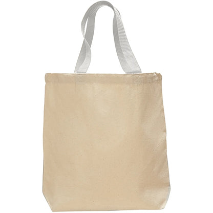 12 Oz. Cotton Canvas Color Handle Tote Bag w/ Bottom Gusset
