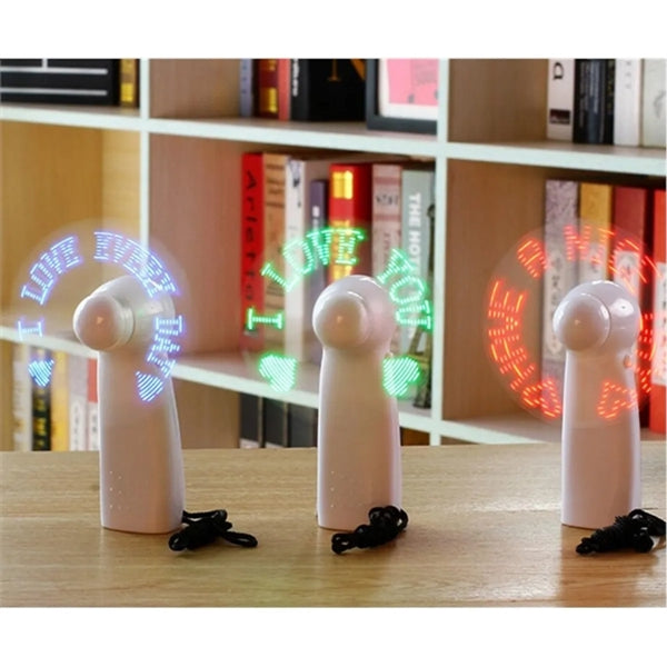 Pre-Programmed Message Mini Fans with LED Words