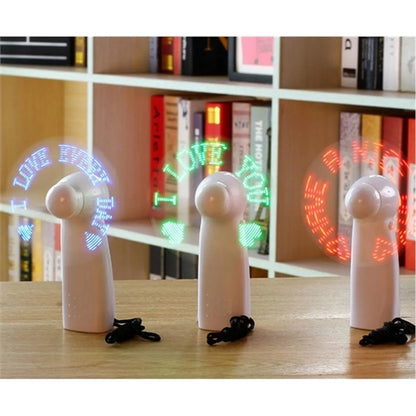 Pre-Programmed Message Mini Fans with LED Words