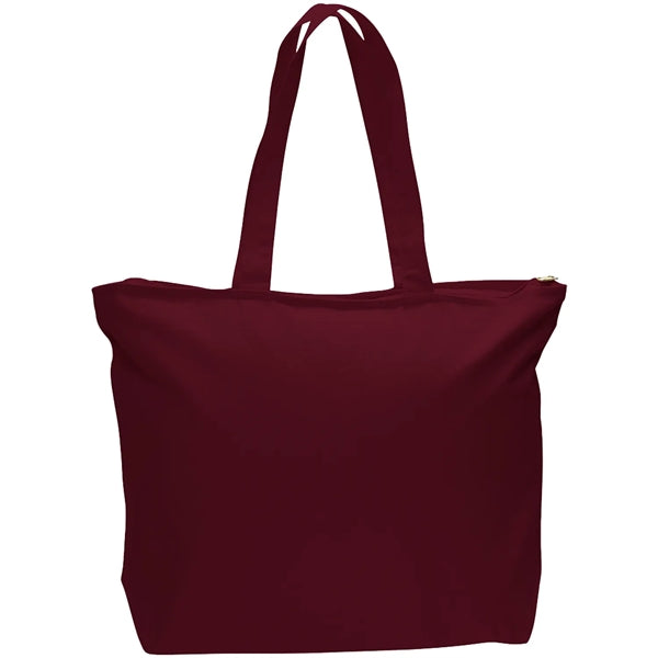 12 Oz. Cotton Canvas Jumbo Zipper Tote Bag