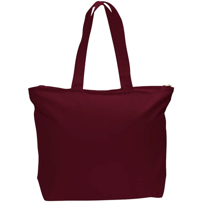 12 Oz. Cotton Canvas Jumbo Zipper Tote Bag