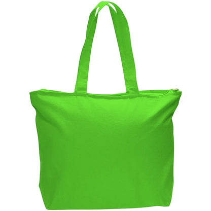 12 Oz. Cotton Canvas Jumbo Zipper Tote Bag