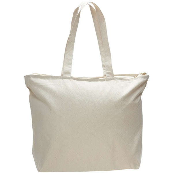12 Oz. Cotton Canvas Jumbo Zipper Tote Bag